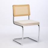 Set of 2 Upholstered Velvet Dining Chairs with Natural Cane Back