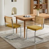 Set of 2 Upholstered Velvet Dining Chairs with Natural Cane Back