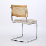 Set of 2 Upholstered Velvet Dining Chairs with Natural Cane Back