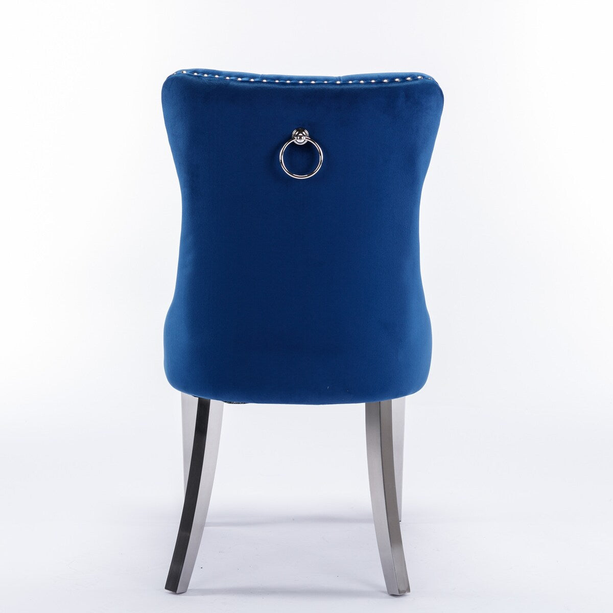 Set of 2 Velvet Dining Chairs with Nailhead Trim and Chrome-Plated Stainless Steel Legs