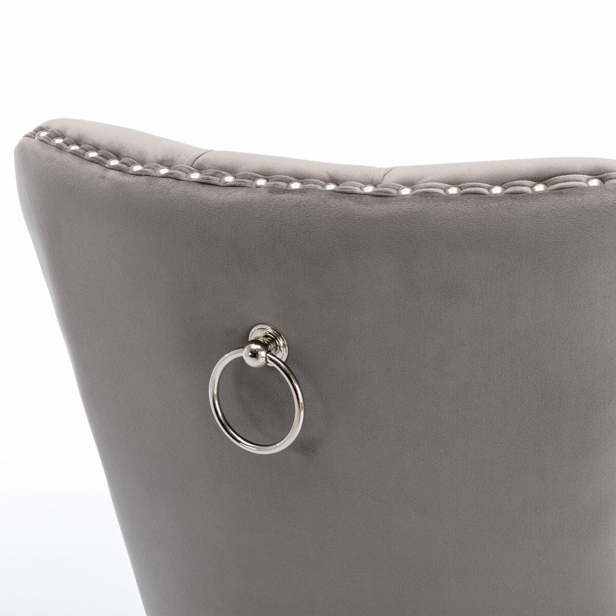 Set of 2 Velvet Dining Chairs with Nailhead Trim and Chrome-Plated Stainless Steel Legs
