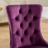 Set of 2 Velvet Dining Chairs with Nailhead Trim and Chrome-Plated Stainless Steel Legs
