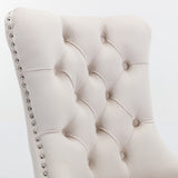 Set of 2 Velvet Dining Chairs with Nailhead Trim and Chrome-Plated Stainless Steel Legs