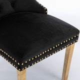 Set of 2 Velvet Dining Chairs with Nailhead Trim and Gold-Plated Legs
