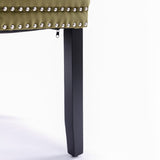 Set of 2 Velvet Upholstered Dining Chairs with Nailhead Trim and Wooden Legs