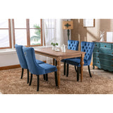 Set of 2 Velvet Upholstered Dining Chairs with Nailhead Trim and Wooden Legs