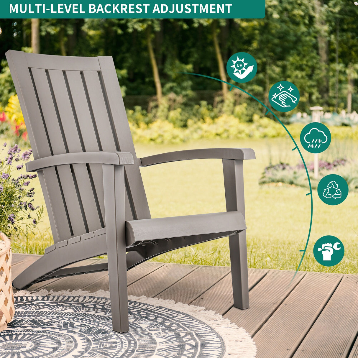 Set of 2 Adirondack Chair for Outdoor Patio