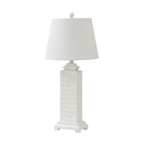 Set of 2 White Coastal Shutter Pedestal Table Lamps - 11.5 W x 29.5 D x 11.5 H