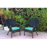 Set of 2 Windsor Black Resin Wicker Chair with Cushion