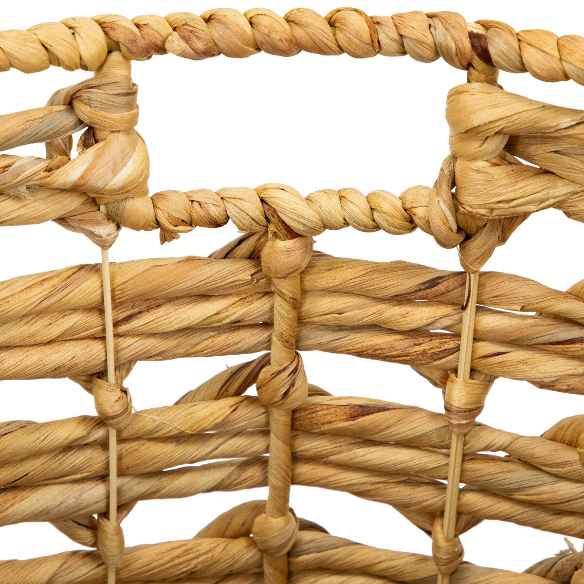 Set of 2 Wood-tone Open Fishtail Water Hyacinth Baskets with Built-in Handles15.75" - 15.75"