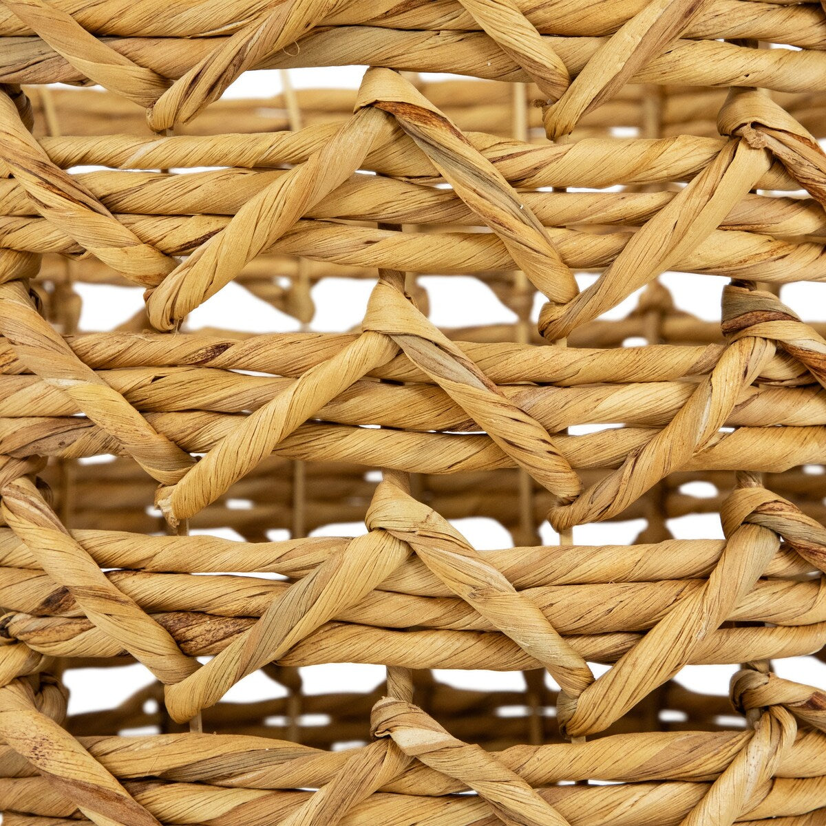 Set of 2 Wood-tone Open Fishtail Water Hyacinth Baskets with Built-in Handles15.75" - 15.75"