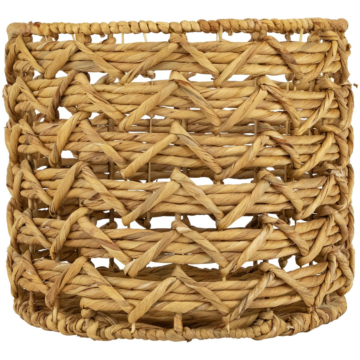 Set of 2 Wood-tone Open Fishtail Water Hyacinth Baskets with Built-in Handles15.75" - 15.75"