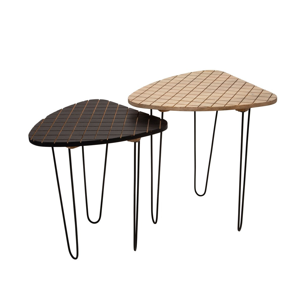 Set of 2 Wood, metal 18, 20" Black, white Checkered Table 20.0"H - 18.0" x 18.0" x 20.0"
