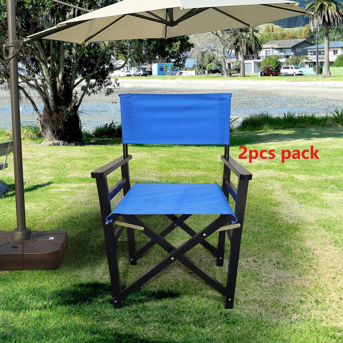 Set of 2 Wooden Canvas Folding Chairs