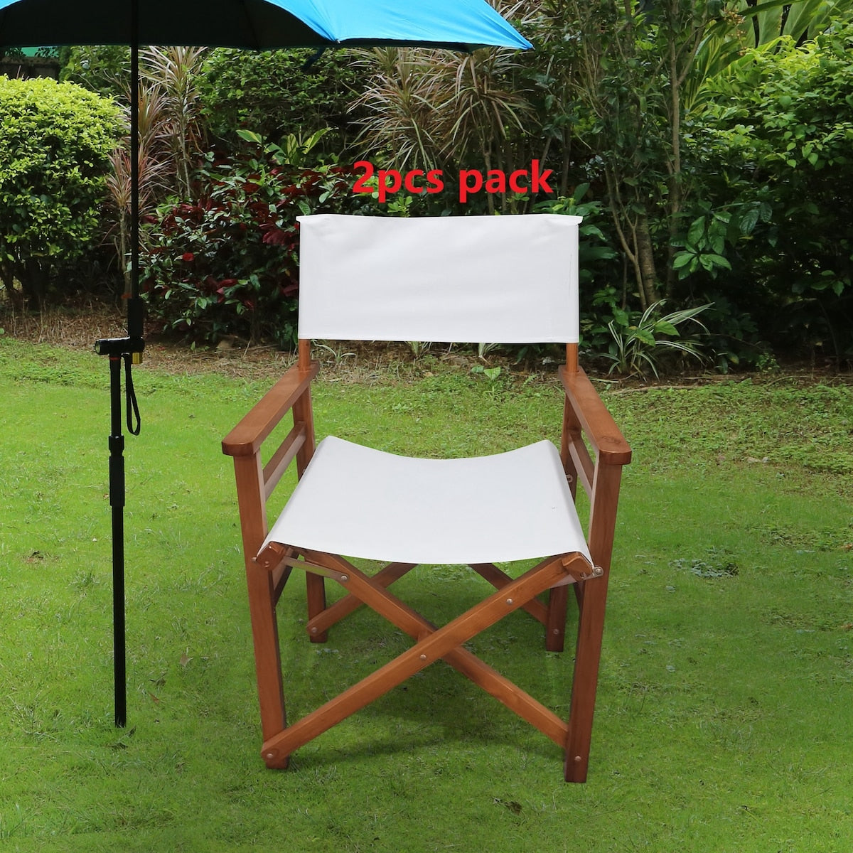 Set of 2 Wooden Canvas Folding Chairs
