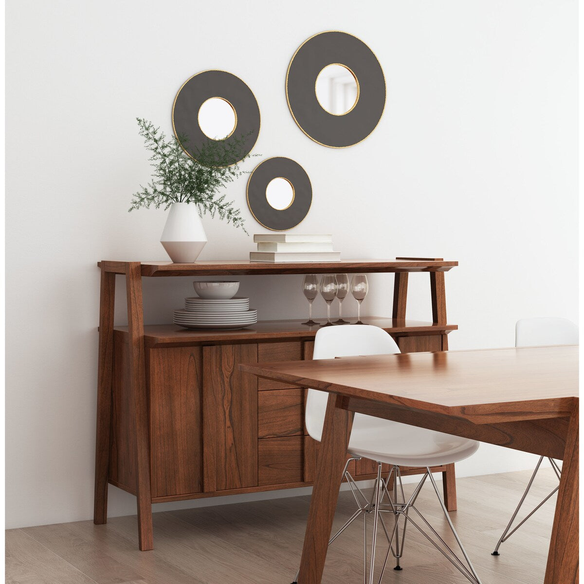 Set of 3 Alcala Round Mirrors Black