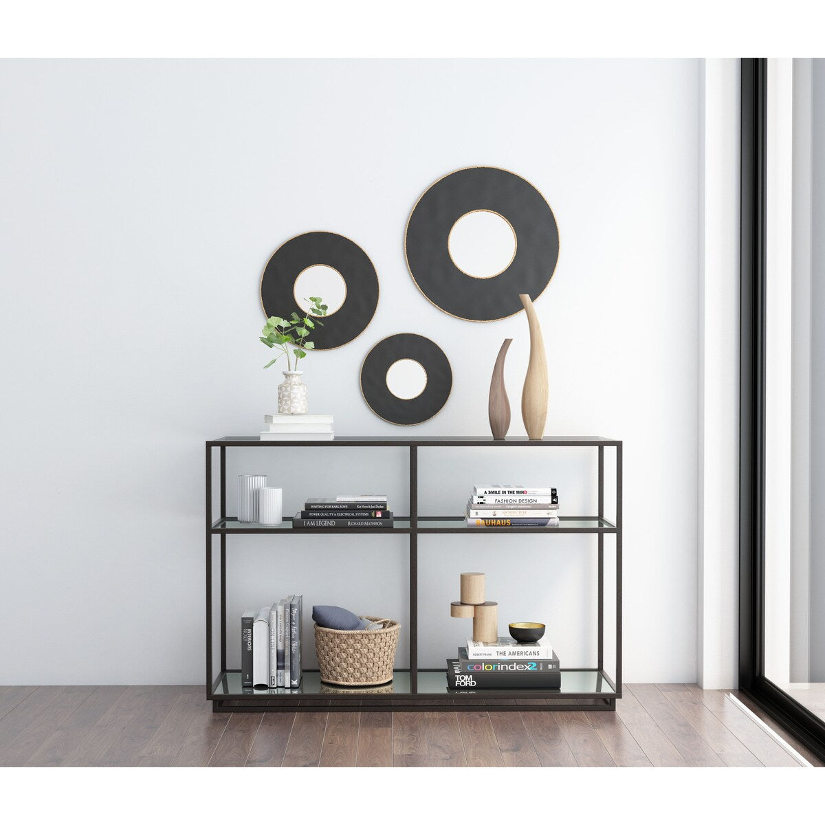 Set of 3 Alcala Round Mirrors Black