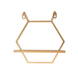 Sagebrook Home Set of 3 Hexagon Shaped Wall Shelves - Gold Metal and Wood Wall Accent Shelves For Bedroom, Bathroom, Home Decor