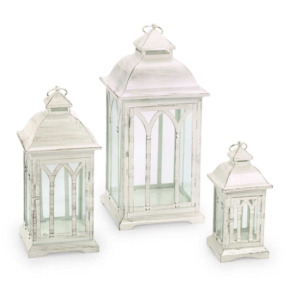 Set of 3 Indoor Outdoor Lombard Metal Lanterns