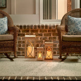 Set of 3 Indoor or Outdoor Rogan Metal Lanterns- Rose Gold