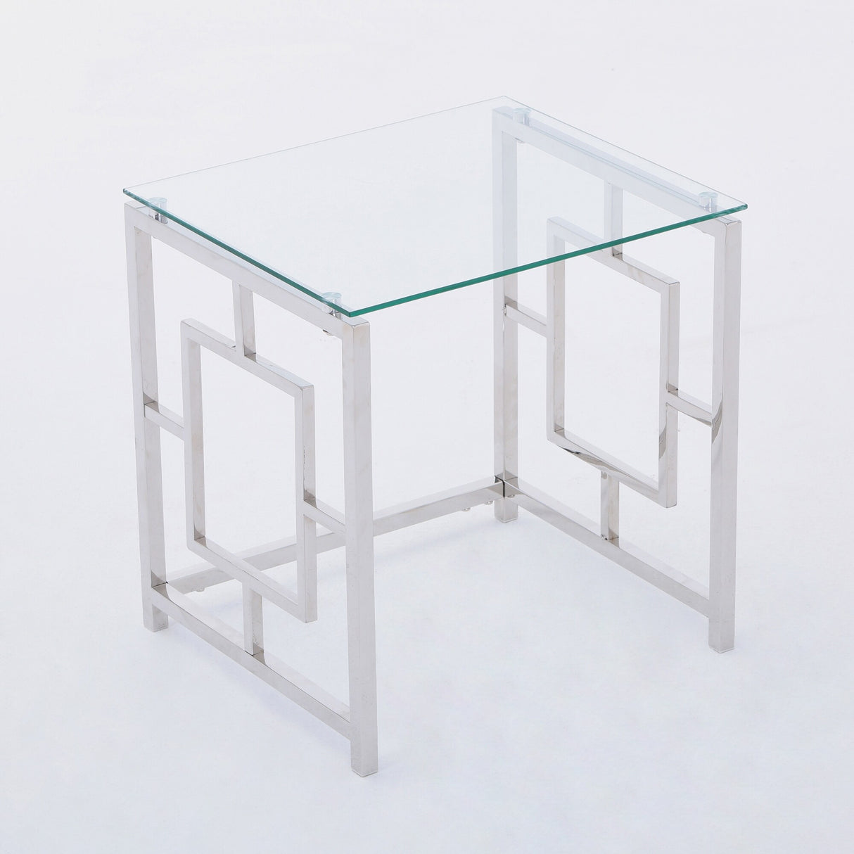 Set of 3 Metal Nesting Tables Glass End Tables