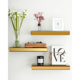 Set of 3 Mirrored Glass Floating Shelves - N/A