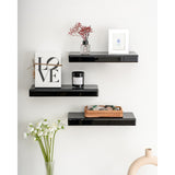 Set of 3 Mirrored Glass Floating Shelves - N/A