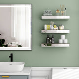 Set of 3 Mirrored Glass Floating Shelves - N/A