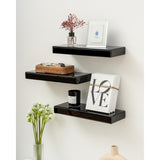 Set of 3 Mirrored Glass Floating Shelves - N/A