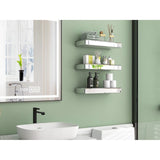 Set of 3 Mirrored Glass Floating Shelves - N/A
