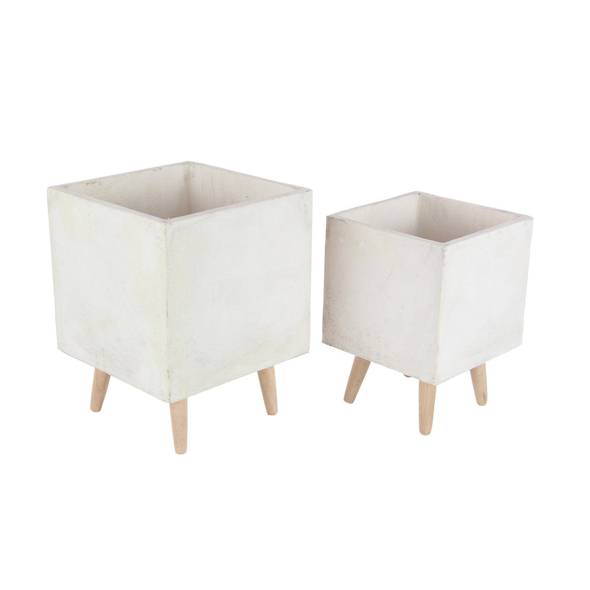 White Light Grey or Grey Fiber Clay Boho Modern Planter Pot (Set of 2) - S/2 15", 18"H