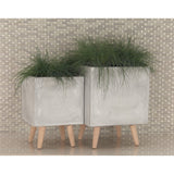 White Light Grey or Grey Fiber Clay Boho Modern Planter Pot (Set of 2) - S/2 15", 18"H