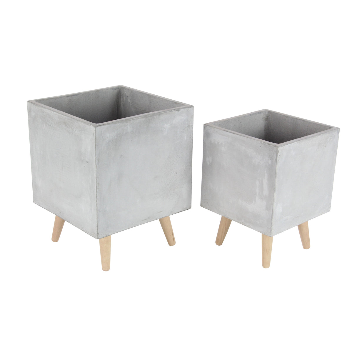 White Light Grey or Grey Fiber Clay Boho Modern Planter Pot (Set of 2) - S/2 15", 18"H