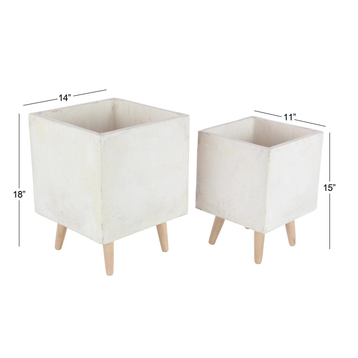 White Light Grey or Grey Fiber Clay Boho Modern Planter Pot (Set of 2) - S/2 15", 18"H
