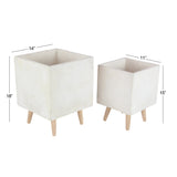 White Light Grey or Grey Fiber Clay Boho Modern Planter Pot (Set of 2) - S/2 15", 18"H