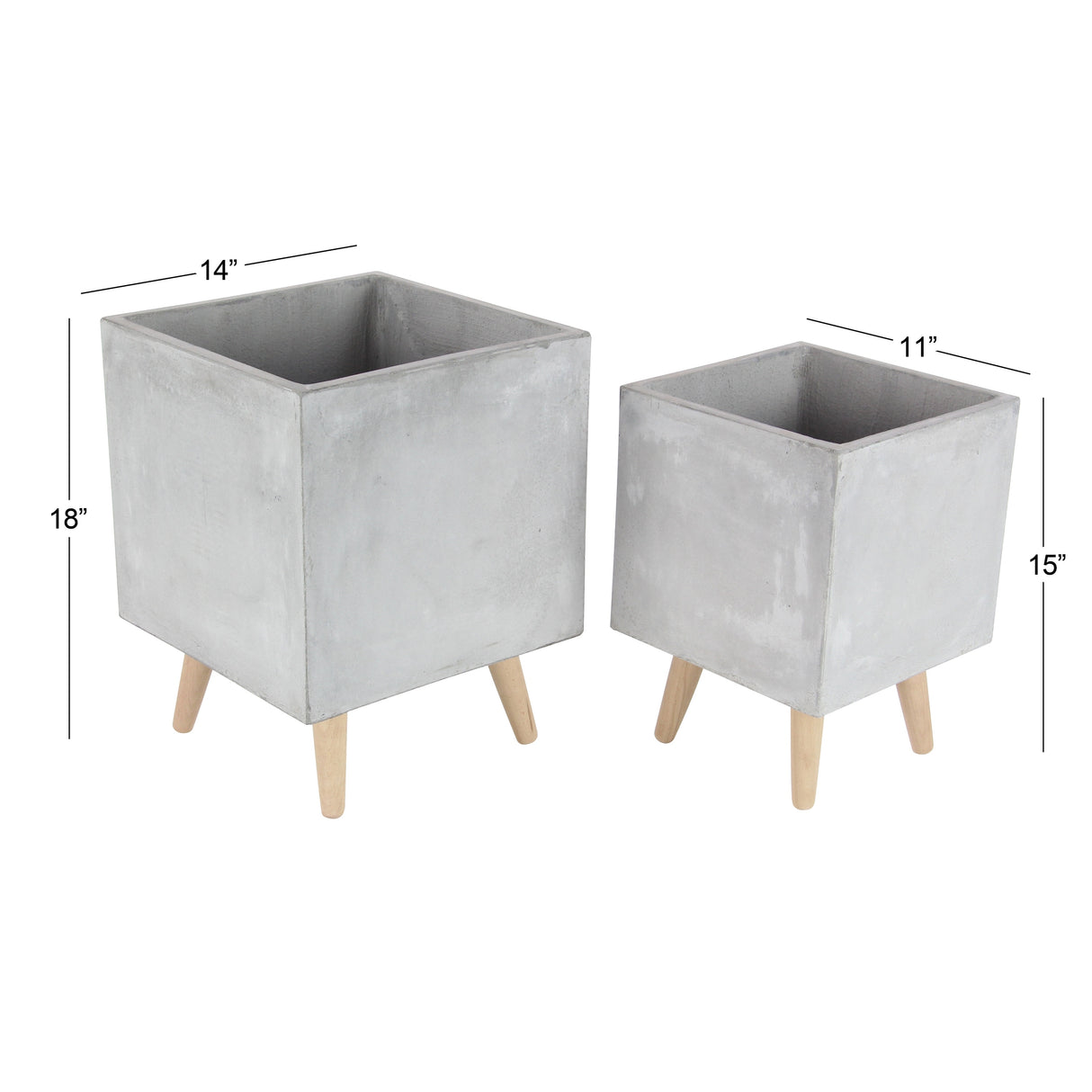 White Light Grey or Grey Fiber Clay Boho Modern Planter Pot (Set of 2) - S/2 15", 18"H
