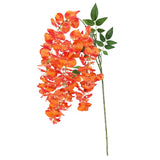 Set of 3 Orange Artificial Japanese Wisteria Flower Stem Hanging Spray Bush 44in - 44" L x 10" W x 3" DP