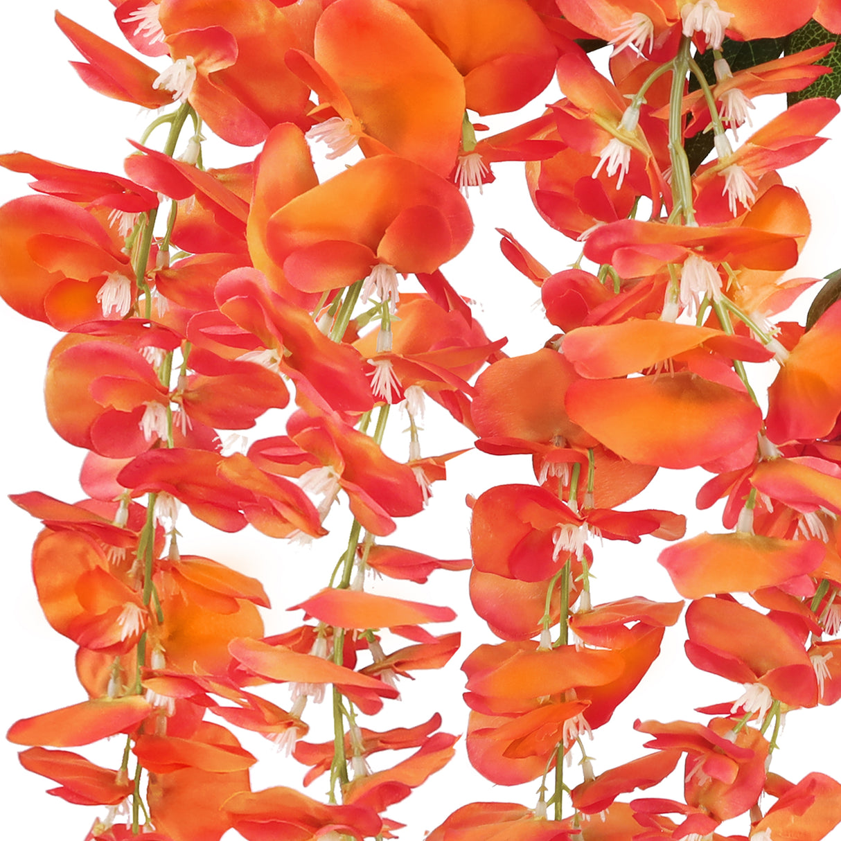 Set of 3 Orange Artificial Japanese Wisteria Flower Stem Hanging Spray Bush 44in - 44" L x 10" W x 3" DP