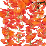 Set of 3 Orange Artificial Japanese Wisteria Flower Stem Hanging Spray Bush 44in - 44" L x 10" W x 3" DP