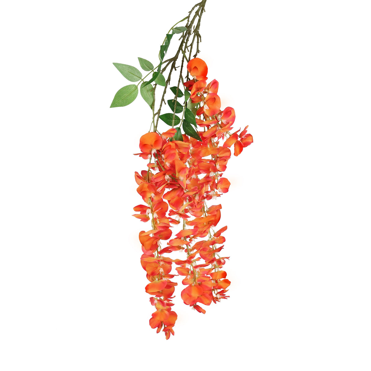 Set of 3 Orange Artificial Japanese Wisteria Flower Stem Hanging Spray Bush 44in - 44" L x 10" W x 3" DP