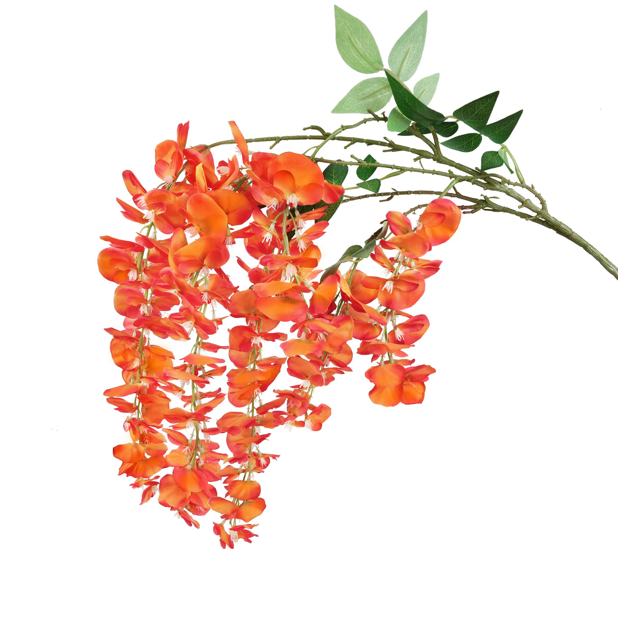Set of 3 Orange Artificial Japanese Wisteria Flower Stem Hanging Spray Bush 44in - 44" L x 10" W x 3" DP