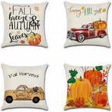 Set of 4 Autumn Theme Maple Decorative Throw Pillow Cases 18" x 18"