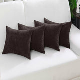 Set of 4 Corduroy Waist Throw Pillow Case Dark Brown 18" x 18"