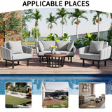 Set of 4 Pati Sofa Set with Coffee Table Loveseat+Arm Chairs Set, Gray
