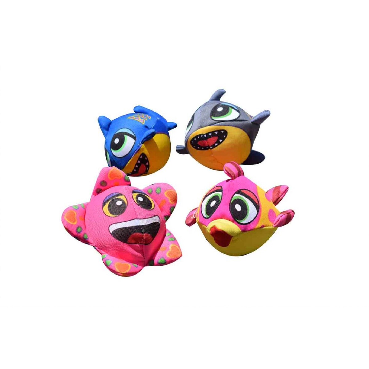 Set of 4 Pink and Yellow Fish Splasher Bombs Outdoor Pool Game 5"