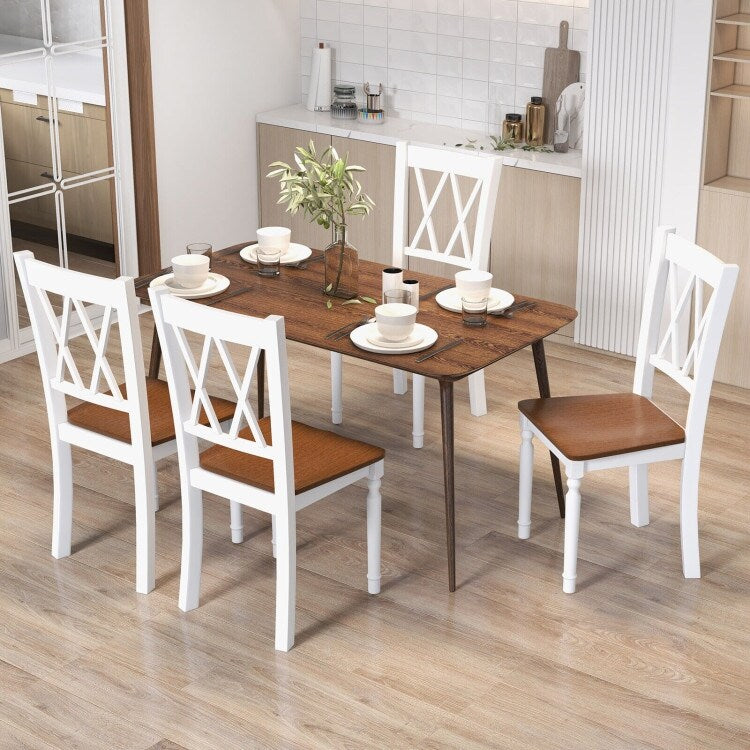Wooden Farmhouse Kitchen Chairs with Rubber Wood Seat - 18" x 19" x 38"
