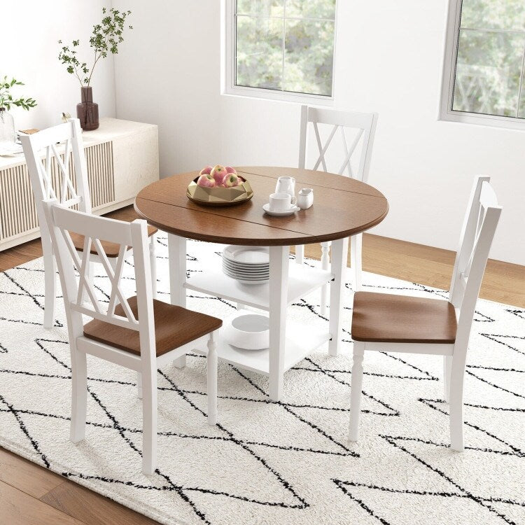 Wooden Farmhouse Kitchen Chairs with Rubber Wood Seat - 18" x 19" x 38"