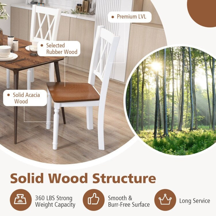 Wooden Farmhouse Kitchen Chairs with Rubber Wood Seat - 18" x 19" x 38"