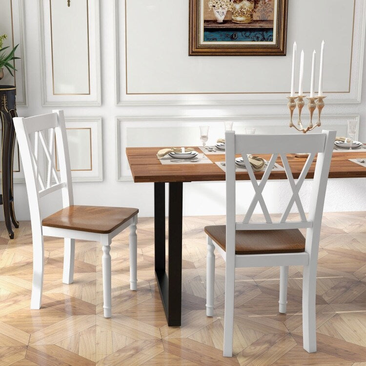 Wooden Farmhouse Kitchen Chairs with Rubber Wood Seat - 18" x 19" x 38"