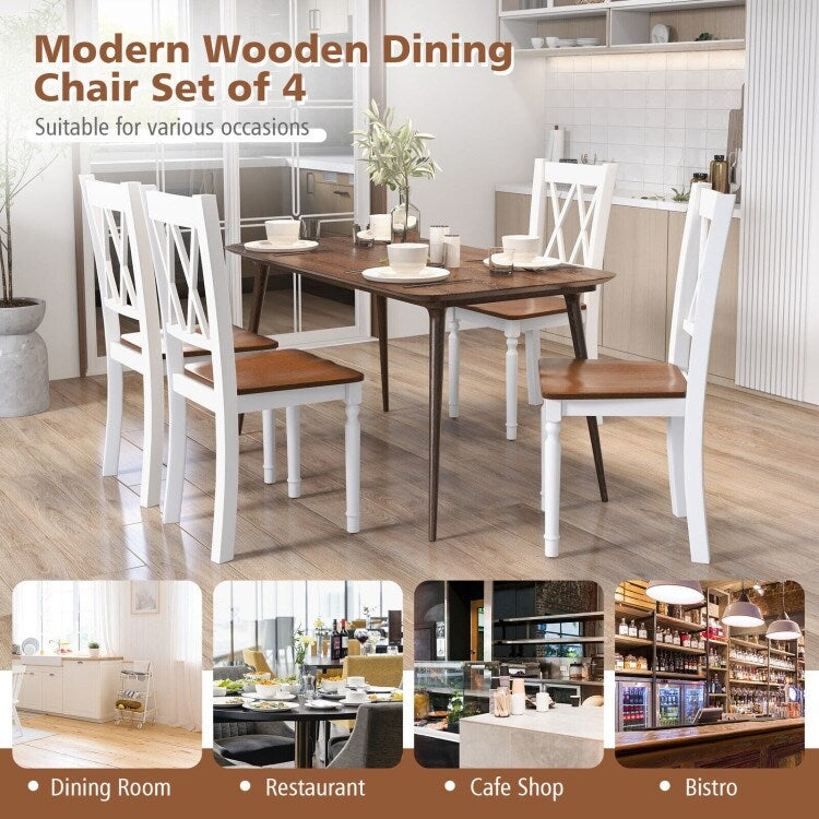 Wooden Farmhouse Kitchen Chairs with Rubber Wood Seat - 18" x 19" x 38"